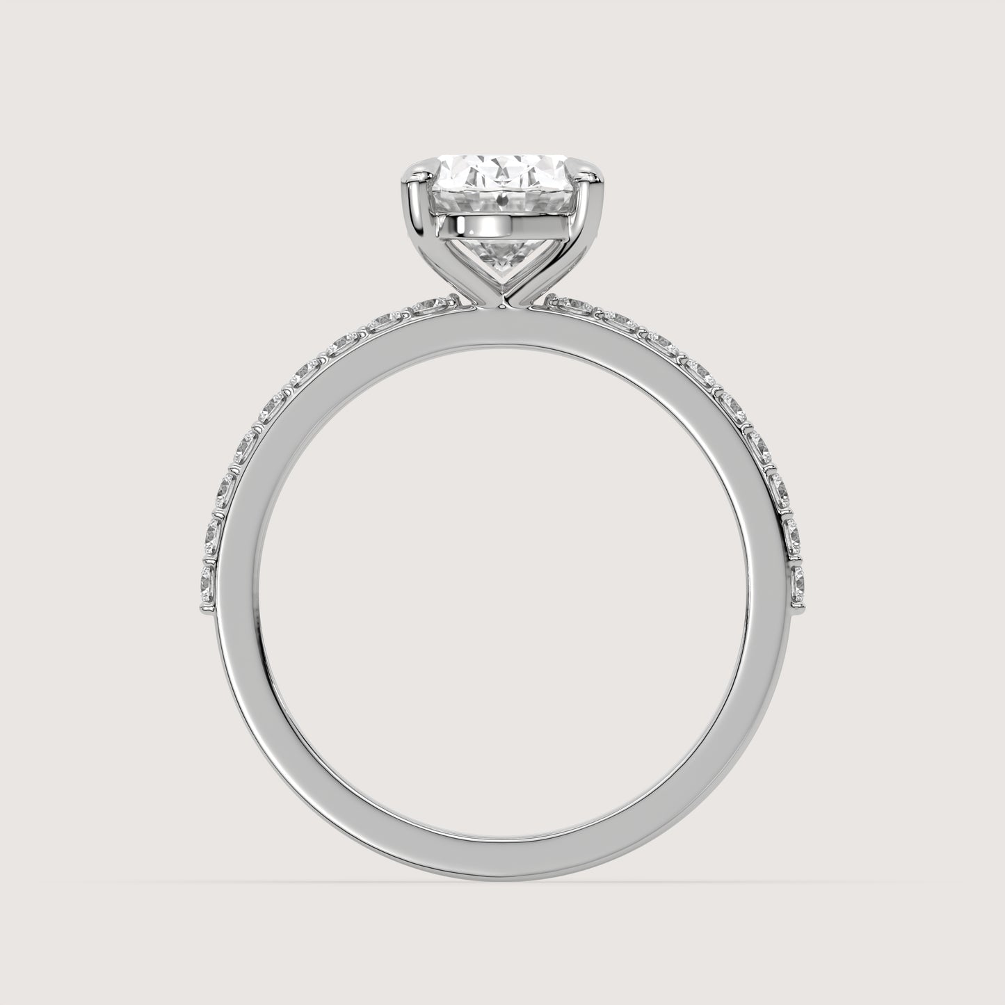 Olivia - Oval Solitär Pavé Ring