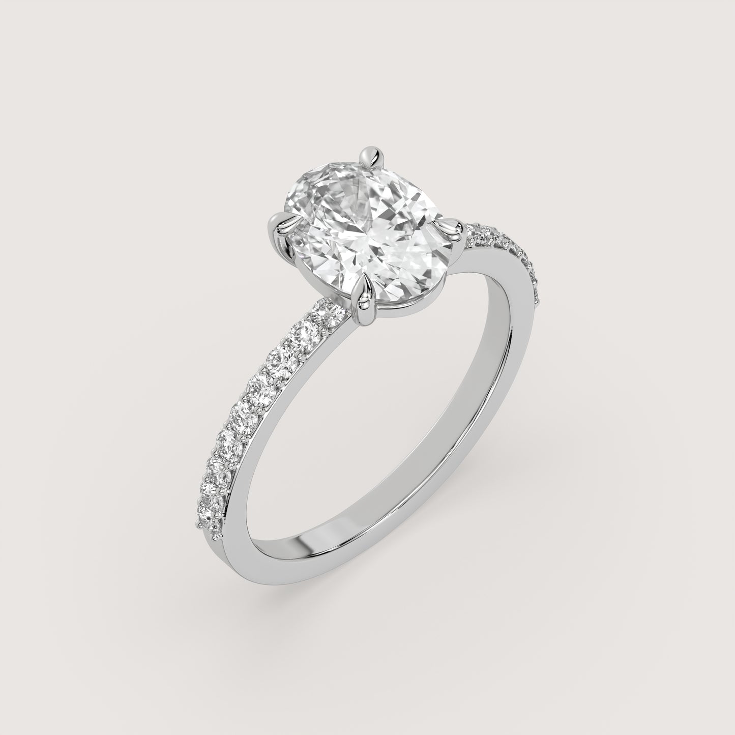 Olivia - Oval Solitär Pavé Ring
