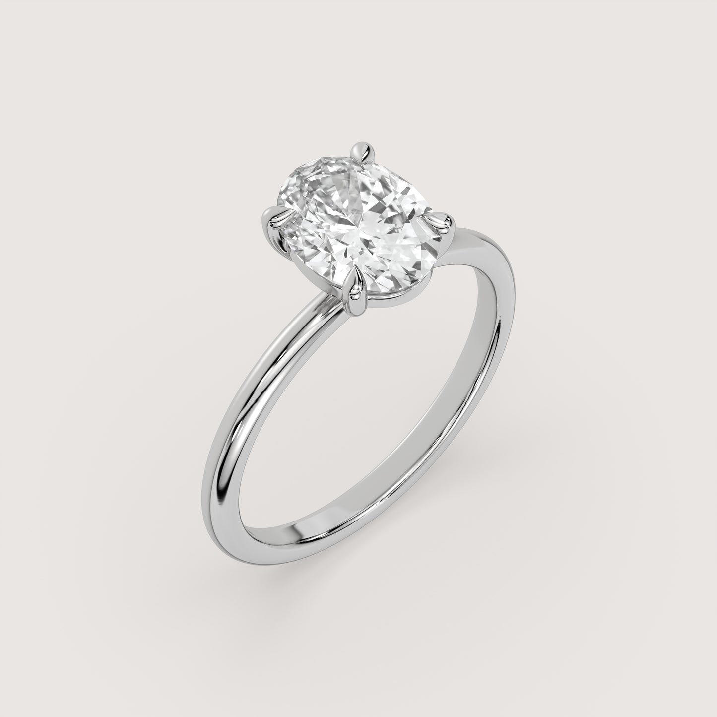 Olivia - Oval Solitär Pavé Ring