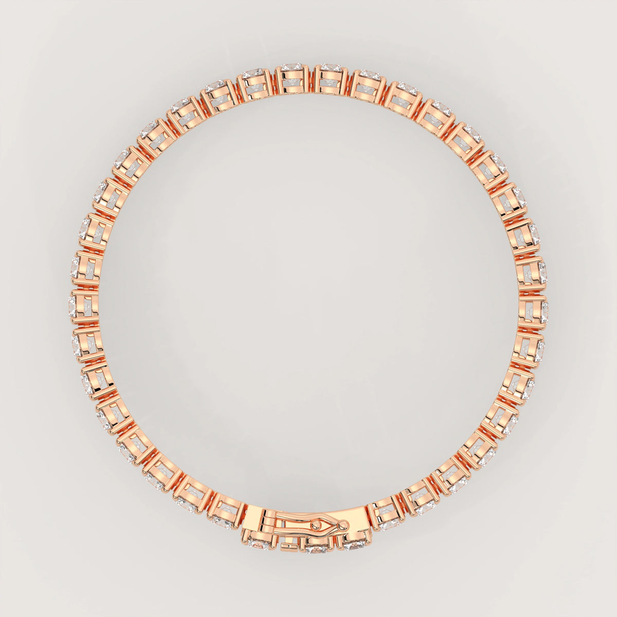 Tennis Armband rund in 18K Roségold mit Lab Grown Diamanten – Draufsicht