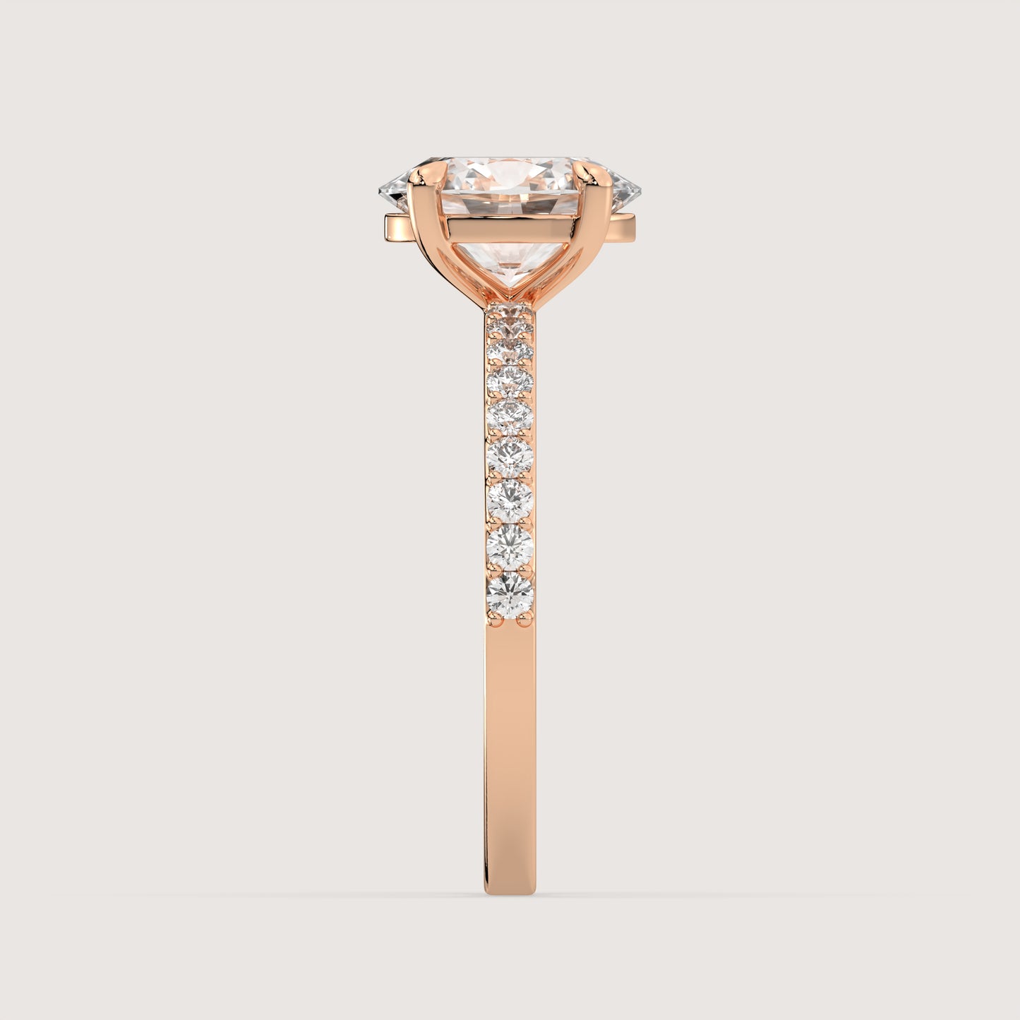 Olivia - Oval Solitär Pavé Ring
