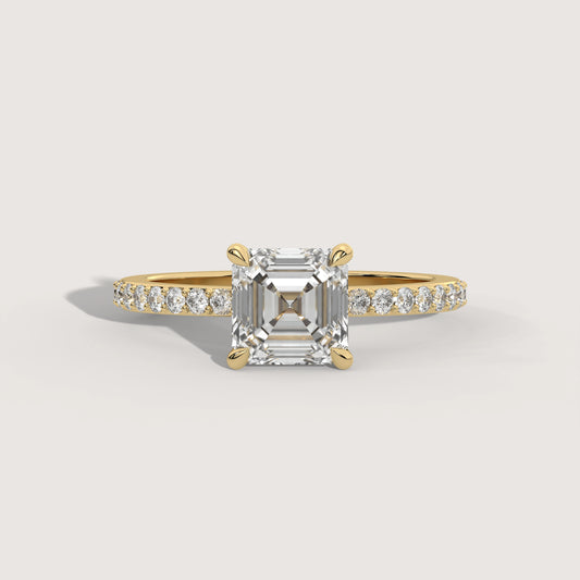 Ana - Asscher Solitär Pavé Ring