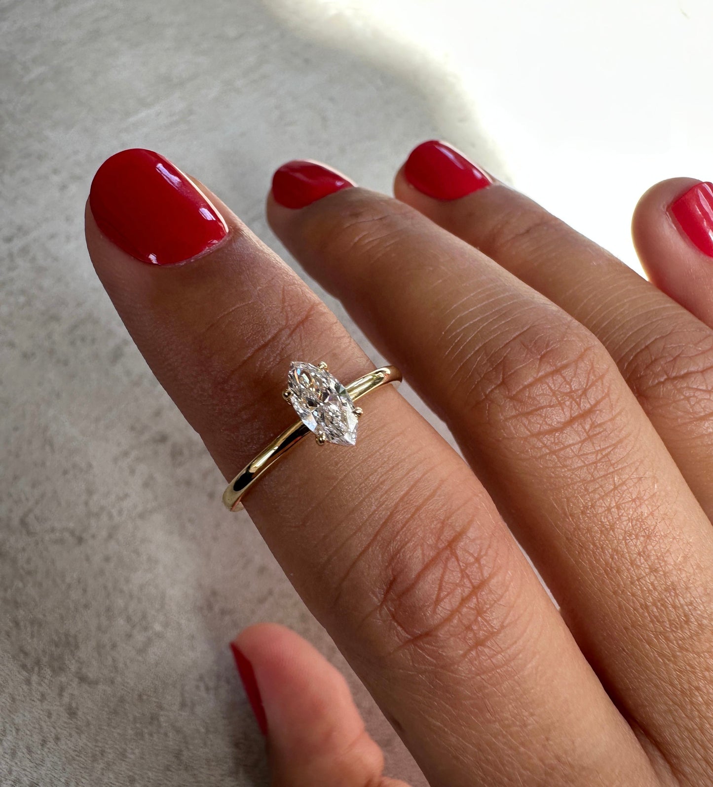 Gold Diamantring Marquise Cut 0,5 ct. mit 18 K Gelbgold