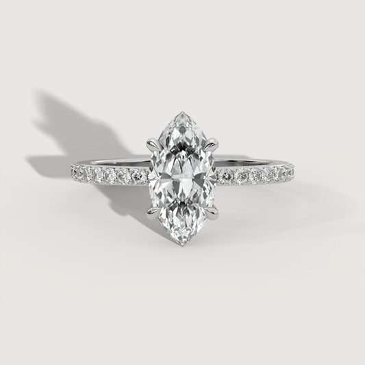 Mary – Marquise Solitär Pavé Ring Variante - Pave Verlobungsring Lab Grown Diamant KLUNQER