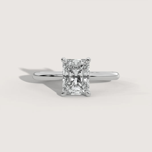 Rafaela - Radiant Solitär Ring in 18K Weissgold - KLUNQER