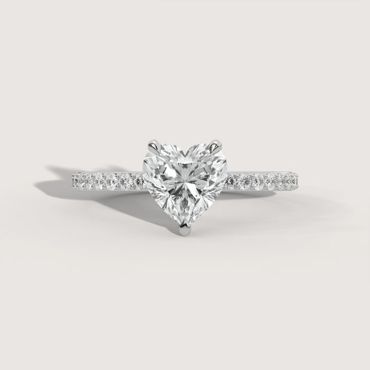 Hannah - Heart Solitär Pavé Ring in 18K Weissgold - KLUNQER