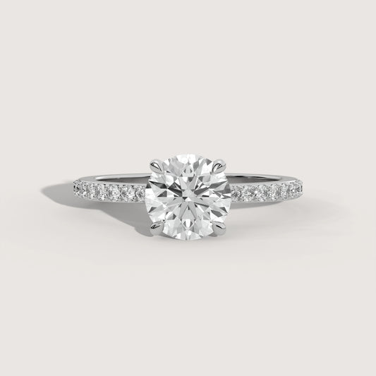 Romy - Round Solitär Pavé Ring in 18K Rosegold - KLUNQER