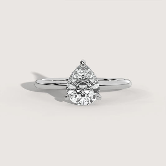 Pia - Pear Solitär Ring in 18K Rosegold - KLUNQER