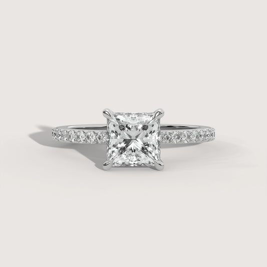 Penelope - Princess Solitär Pavé Ring Variante - Pave Verlobungsring Lab Grown Diamant KLUNQER