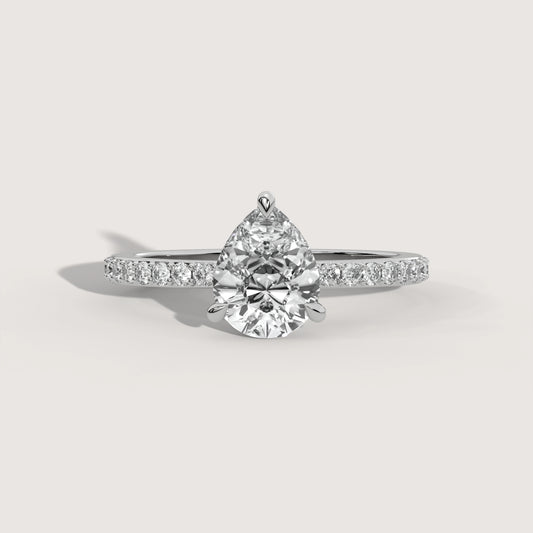 Pia - Pear Solitär Pavé Ring Variante - Pave Verlobungsring Lab Grown Diamant KLUNQER
