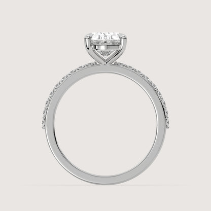 Olivia - Oval Solitär Pavé Ring
