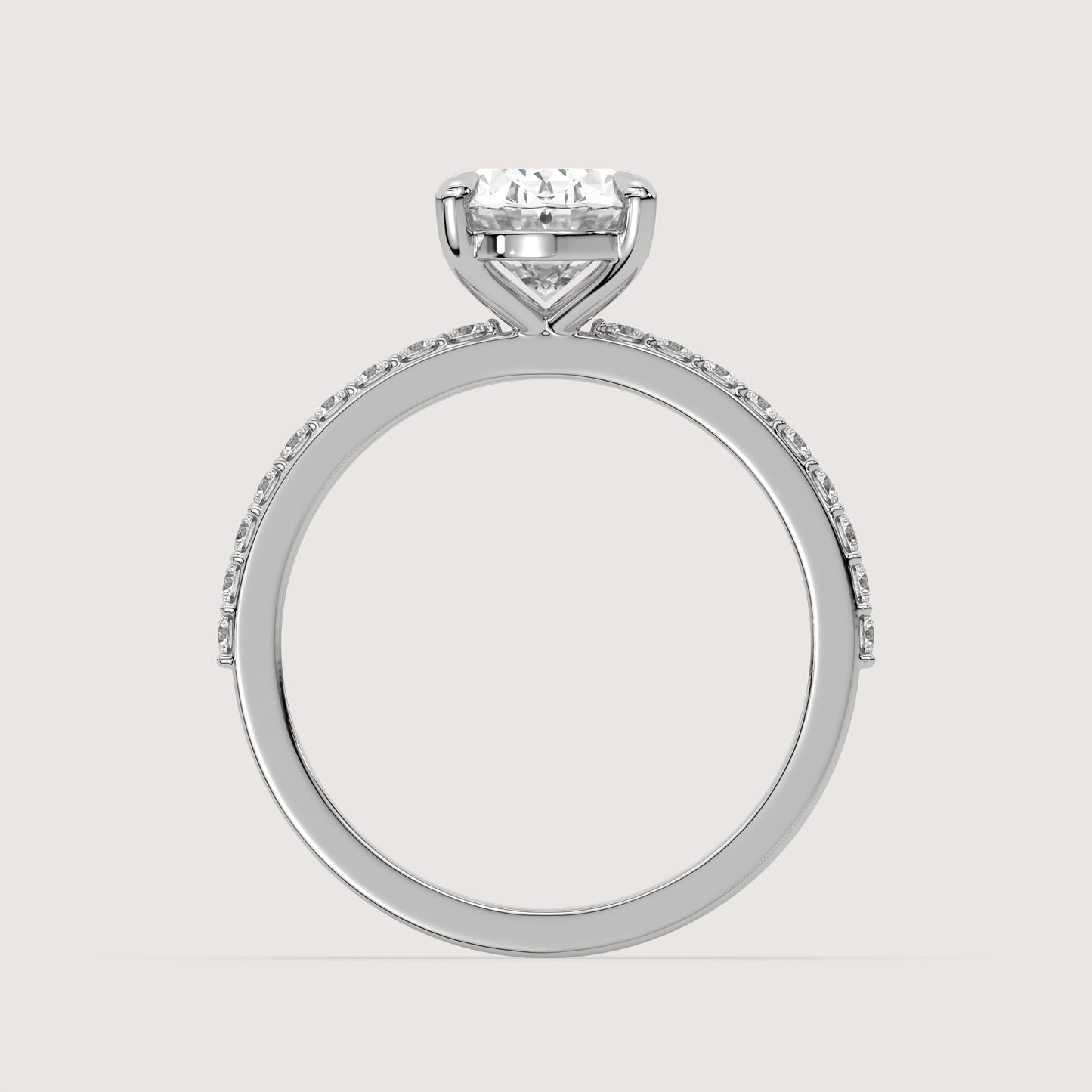 Olivia - Oval Solitär Pavé Ring