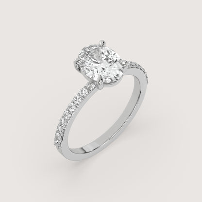 Olivia - Oval Solitär Pavé Ring