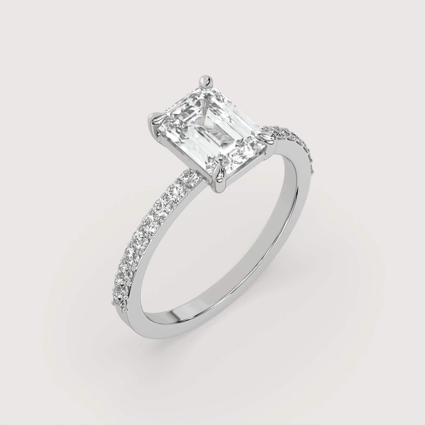 Emma - Emerald Solitär Pavé Ring