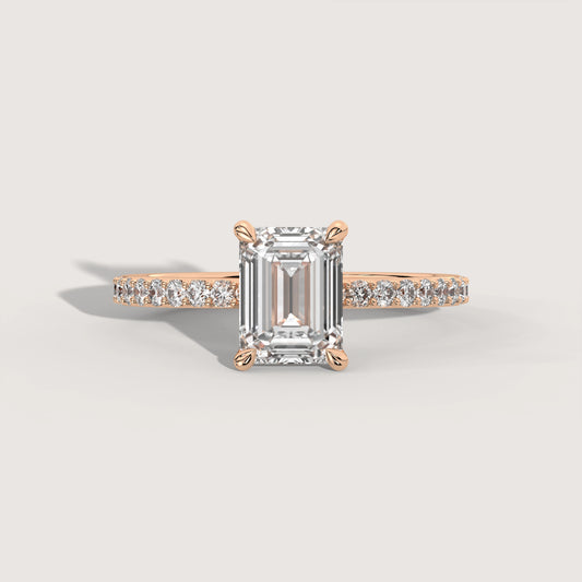 Emma - Emerald Solitär Pavé Ring Variante - Pave Verlobungsring Lab Grown Diamant KLUNQER