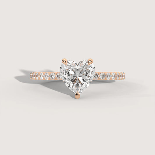 Hannah - Heart Solitär Pavé Ring Variante - Pave Verlobungsring Lab Grown Diamant KLUNQER