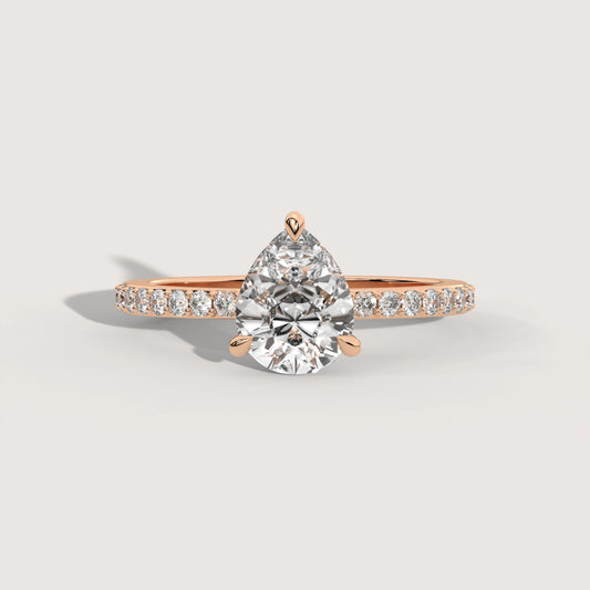 Pia - Pear Solitär Pavé Ring Variante - Pave Verlobungsring Lab Grown Diamant KLUNQER
