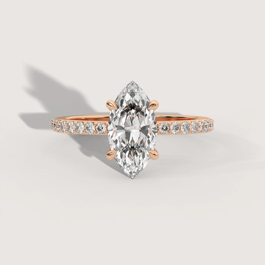 Mary – Marquise Solitär Pavé Ring Variante - Pave Verlobungsring Lab Grown Diamant KLUNQER