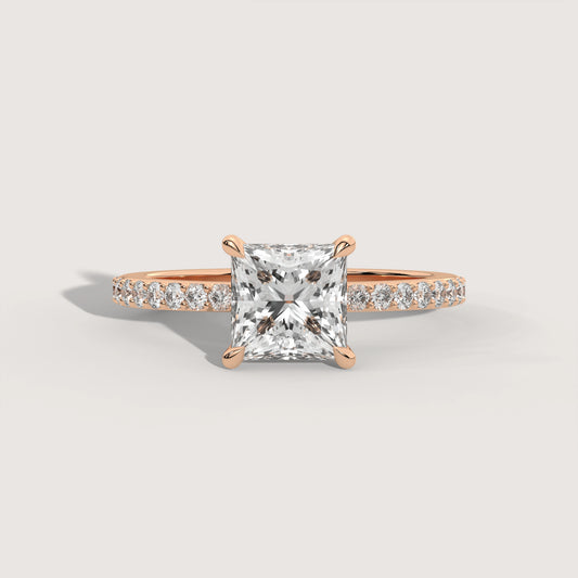 Penelope - Princess Solitär Pavé Ring Variante - Pave Verlobungsring Lab Grown Diamant KLUNQER