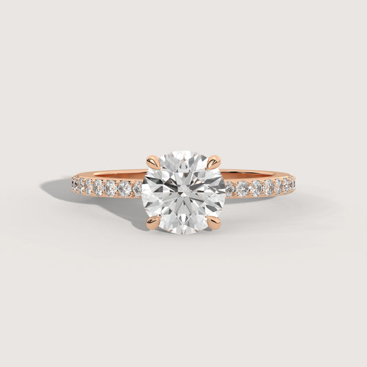 Romy - Round Solitär Pavé Ring Variante - Pave Verlobungsring Lab Grown Diamant KLUNQER