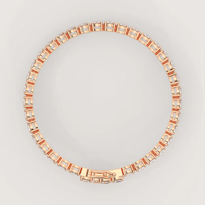 Tennis Armband rund in 18K Roségold mit Lab Grown Diamanten – Draufsicht