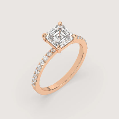Ana - Asscher Solitär Pavé Ring