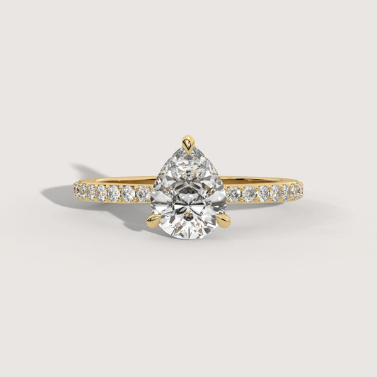 Pia - Pear Solitär Pavé Ring