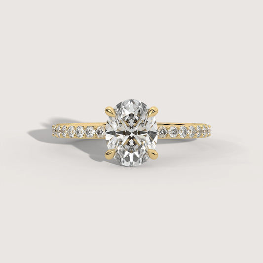 Olivia - Oval Solitär Pavé Ring