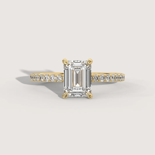 Emma - Emerald Solitär Pavé Ring