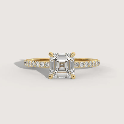 Ana - Asscher Solitär Pavé Ring