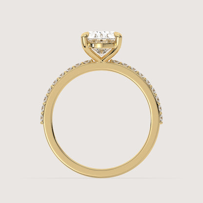 Olivia - Oval Solitär Pavé Ring