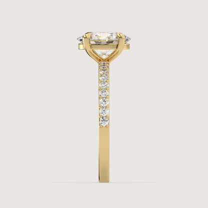 Olivia - Oval Solitär Pavé Ring