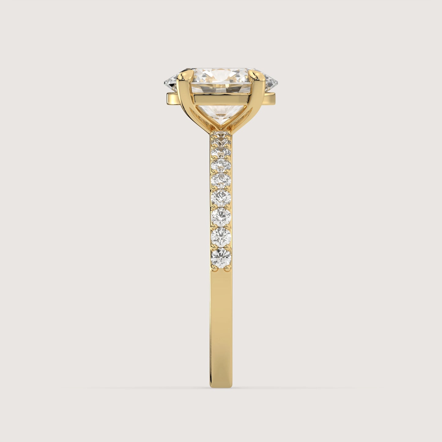 Olivia - Oval Solitär Pavé Ring