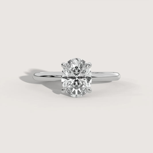 Diamant Verlobungsring 1 Karat Oval in 18K Weißgold - exklusives Design von KLUNQER
