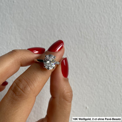 Olivia - Oval Solitär Pavé Ring